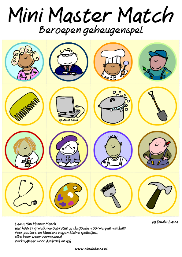Maak je eigen spel. In kleur en in zwart-wit om zelf te kleuren.