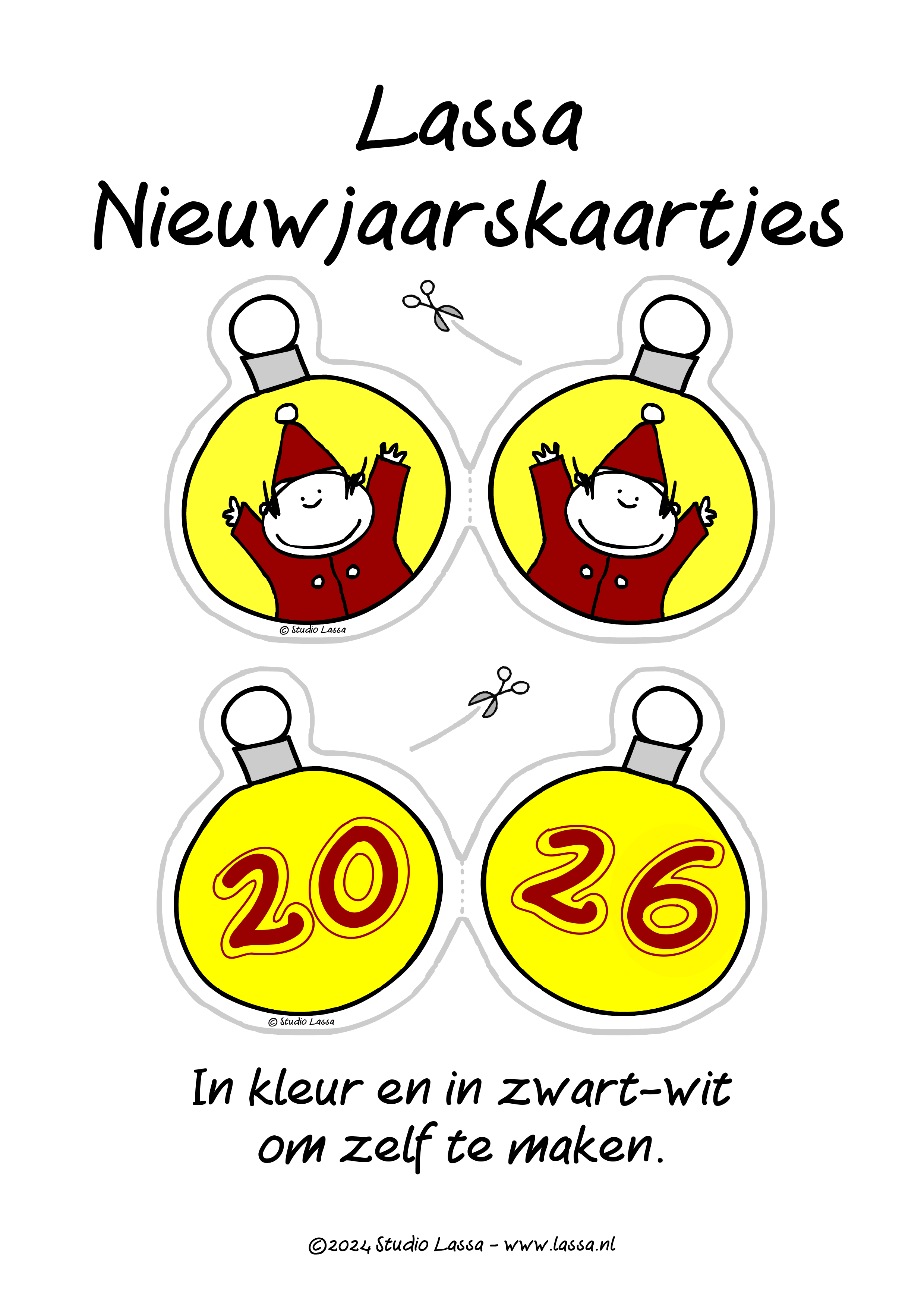 Nieuwjaarskaarten maken in kleur en en zwart-wit.