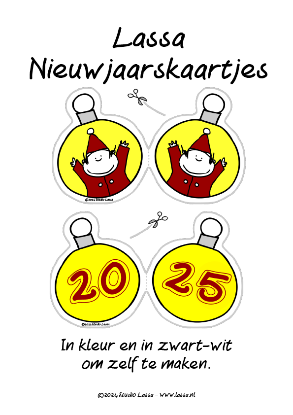 Nieuwjaarskaarten maken in kleur en en zwart-wit.